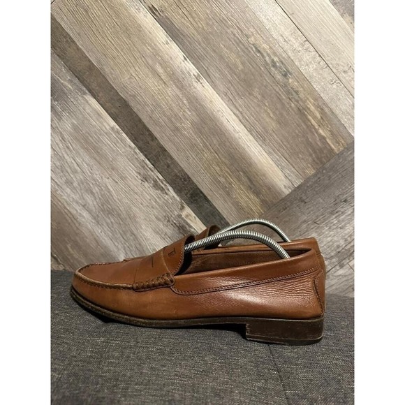 TODs  Brown Leather Penny Loafer Mens 10 Wood Bottom Shoes Made In Italy main image 5